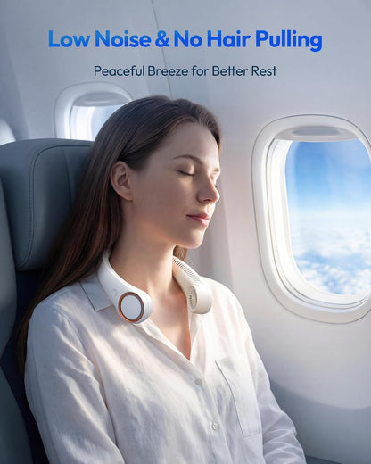 360° Hands-Free Portable Neck Fan - Rechargeable, 23.5Hrs Runtime, Ultra-Quiet Personal Wearable Cooling Fan for Summer Travel - Perfect Birthday Gift for Him & Her - White