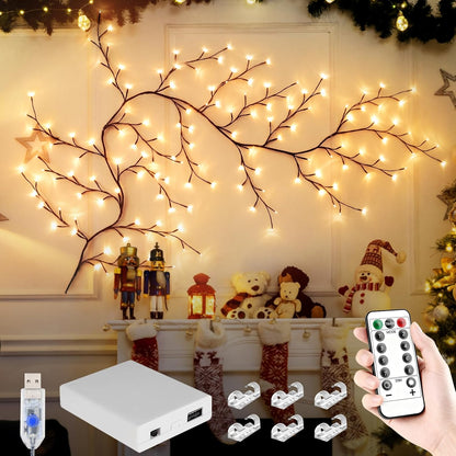 4FT Pink Cherry Blossom Vine Lights - 48 LED Enchanted Willow Branches with Remote Timer, 8 Light Modes, Perfect for Bedroom, Weddings & Christmas Decor, USB Battery Operated