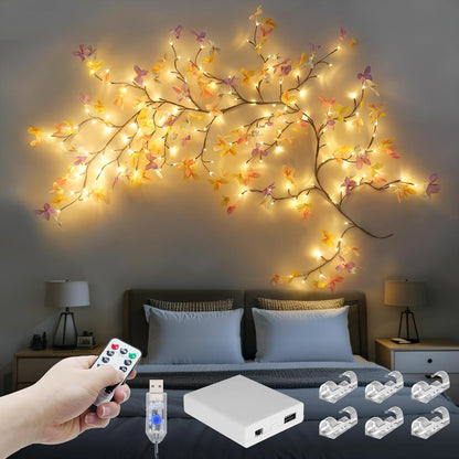 4FT Pink Cherry Blossom Vine Lights - 48 LED Enchanted Willow Branches with Remote Timer, 8 Light Modes, Perfect for Bedroom, Weddings & Christmas Decor, USB Battery Operated
