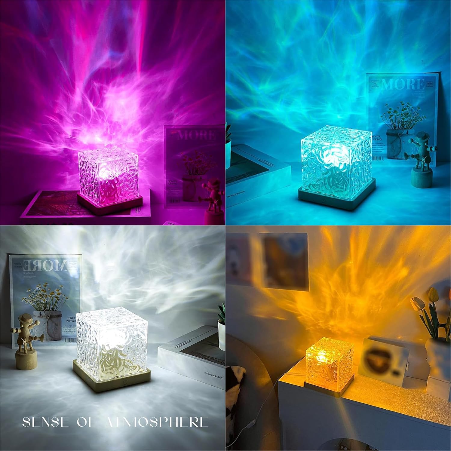 Enchanting Ocean Wave Projector Light - 16 Colors, Remote Control, 3D Water Ripple & Aurora Effects - Perfect Night Light Gift for Kids' Bedrooms!