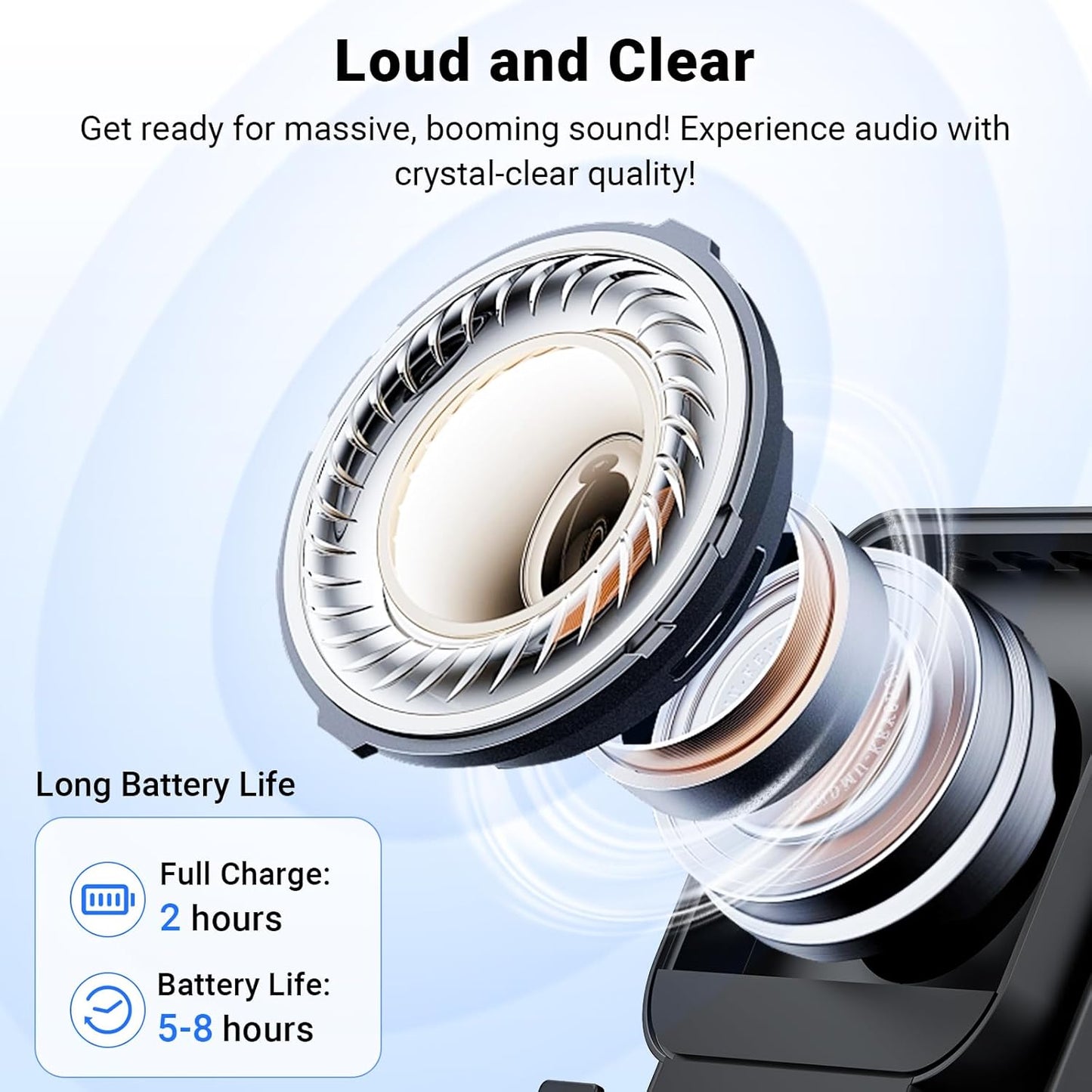 5-in-1 Wireless Induction Speaker & Phone Stand - Colorful Rechargeable Bluetooth Audio for iPhone & Android - Perfect Birthday Gift for Men, Women & Teens (Black)