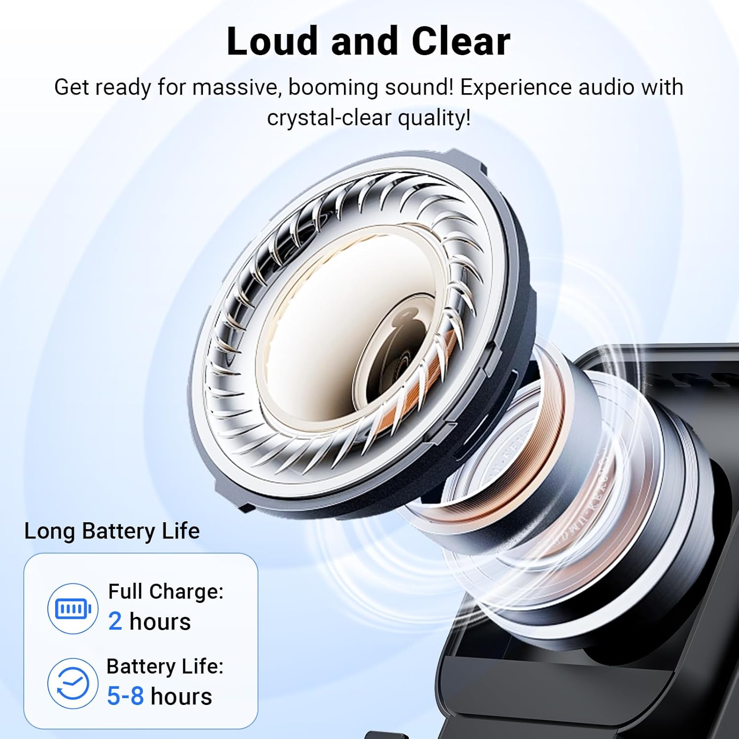 5-in-1 Wireless Induction Speaker & Phone Stand - Colorful Rechargeable Bluetooth Audio for iPhone & Android - Perfect Birthday Gift for Men, Women & Teens (Black)