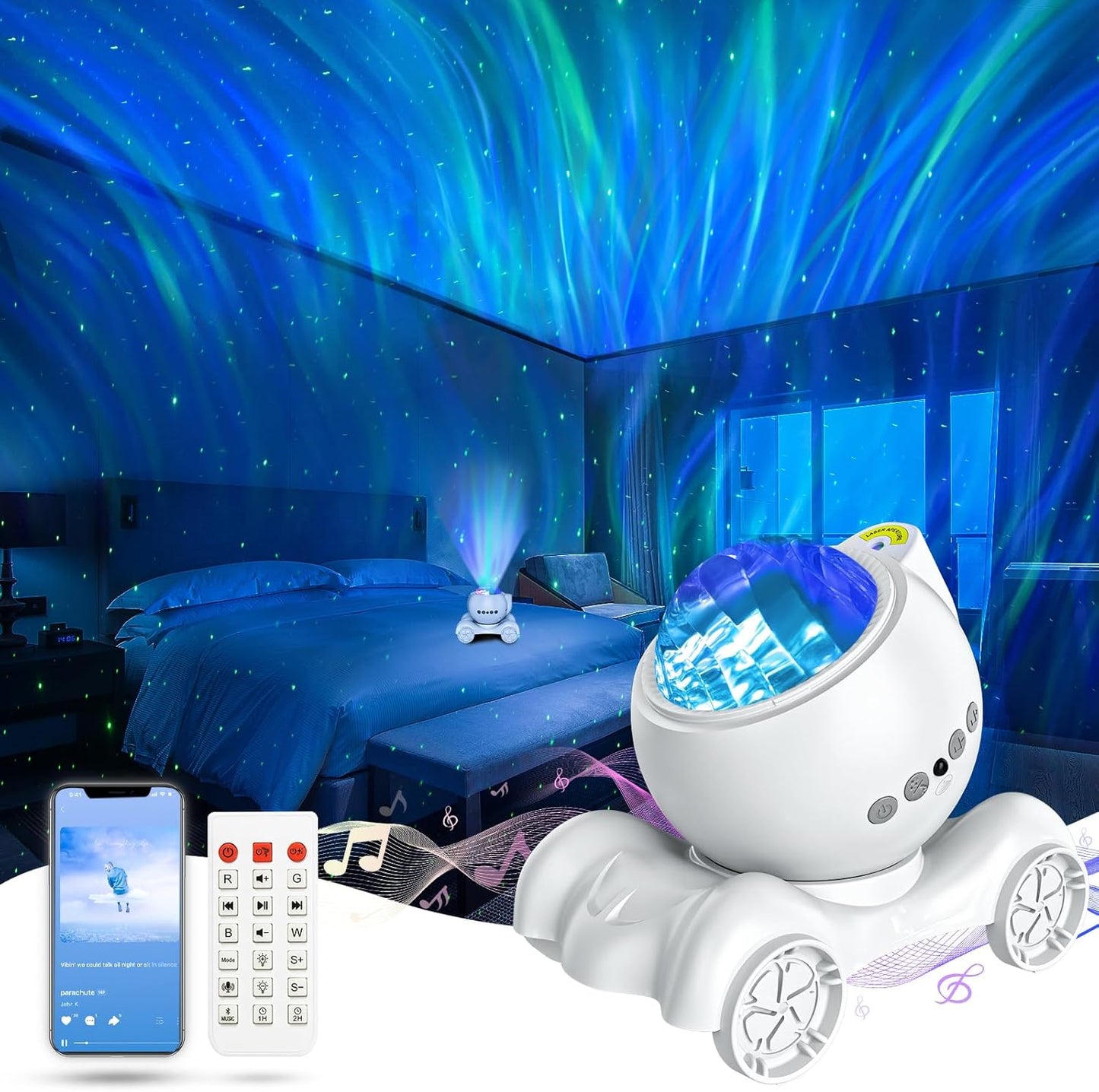 Light Projector - Bluetooth Speaker & White Noise Machine for Relaxation, Sleep, and Parties