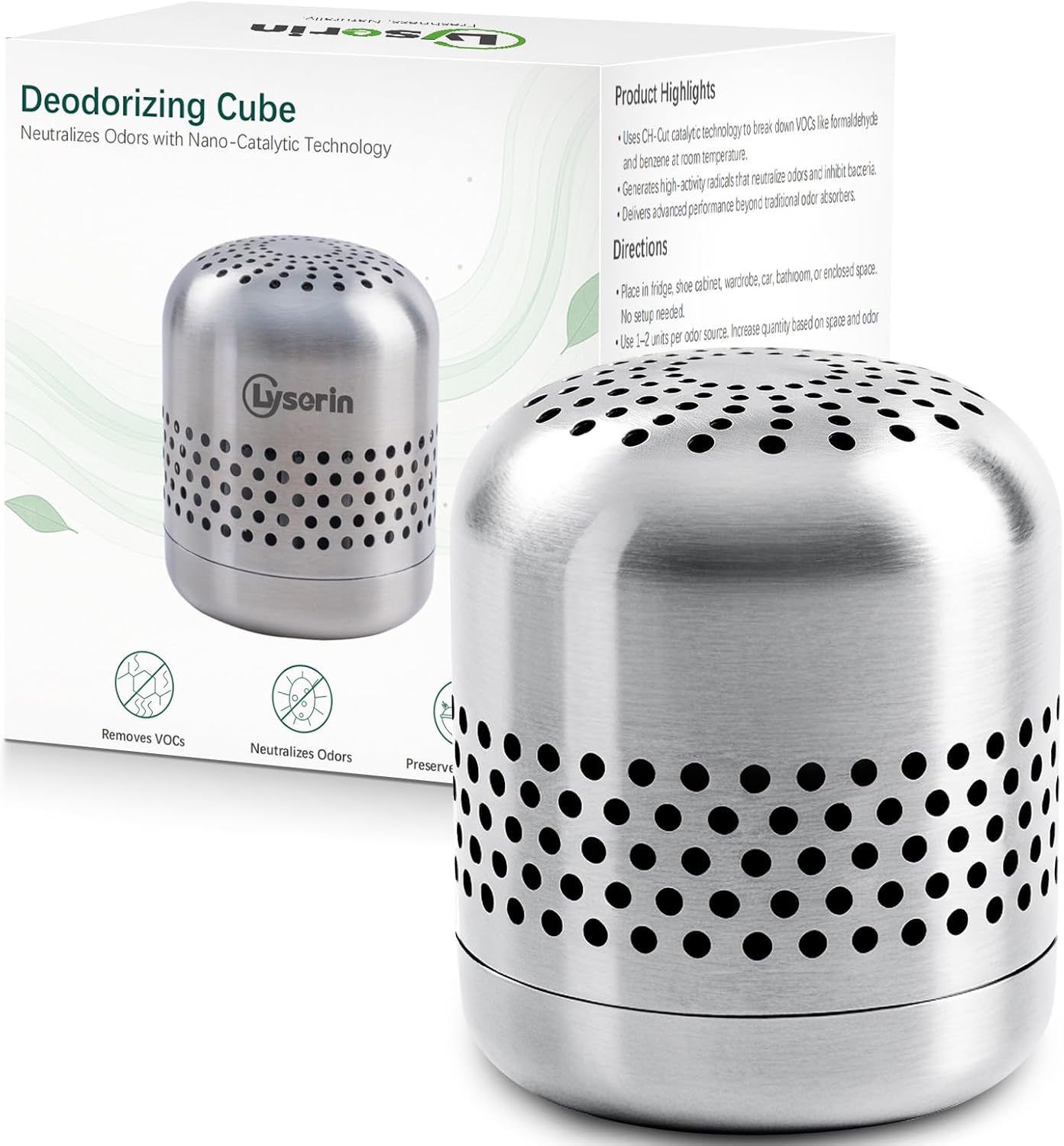 10-Year Lasting Refrigerator Deodorizer - Ultimate Odor Eliminator for Fridge, Closet, and Car - Superior to Baking Soda & Charcoal - Advanced Nano Catalyst Technology (1 Pack)