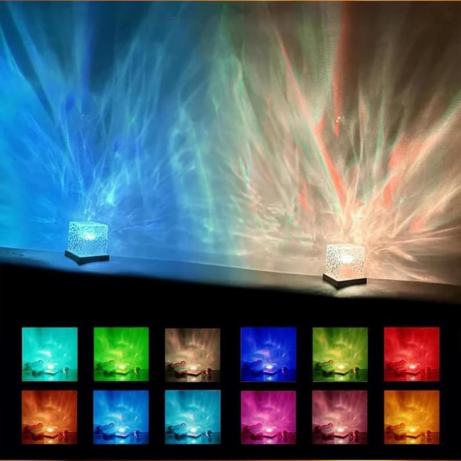 Enchanting Ocean Wave Projector Light - 16 Colors, Remote Control, 3D Water Ripple & Aurora Effects - Perfect Night Light Gift for Kids' Bedrooms!