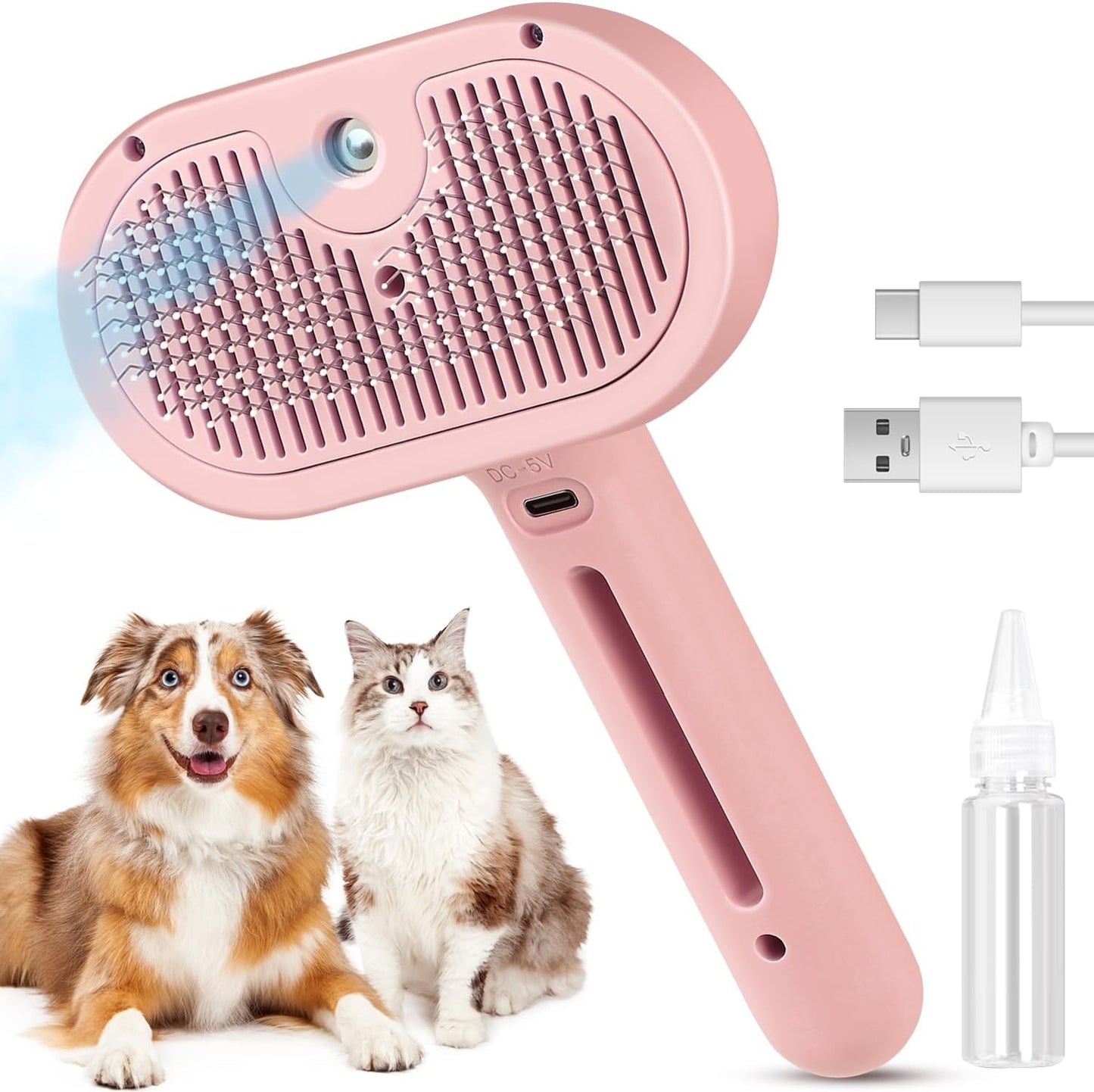Revolutionary 3-in-1 Pet Steam Brush: Effortless Grooming & Shedding Solution for Cats and Dogs with Mist Spray for Luxurious Care - Ideal for All Coat Types (White)