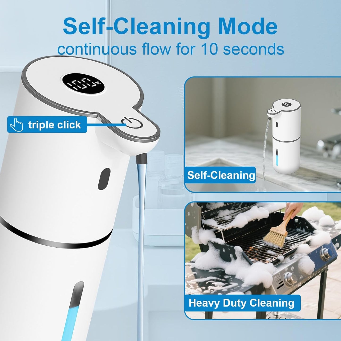 Touchless Automatic Liquid Soap Dispenser - USB Rechargeable, Adjustable 6 Levels, 12.8Oz Wall Mounted for Kitchen & Bathroom - Sleek White Design