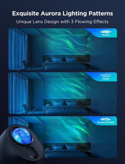 Star Light Projector - 3 Aurora Effects, Smart Home Compatible, 52 Scene Modes & 18 White Noise Options for Ultimate Relaxation