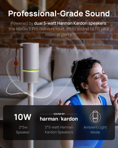 Mogo 3 Pro NEW Portable Projector, Google TV with Licensed Netflix, Build-In Adjustable Stand, Mini Projector Supports Power Banks, 450 ISO Lumens, ISA 2.0, 2 X 5W Harman Kardon