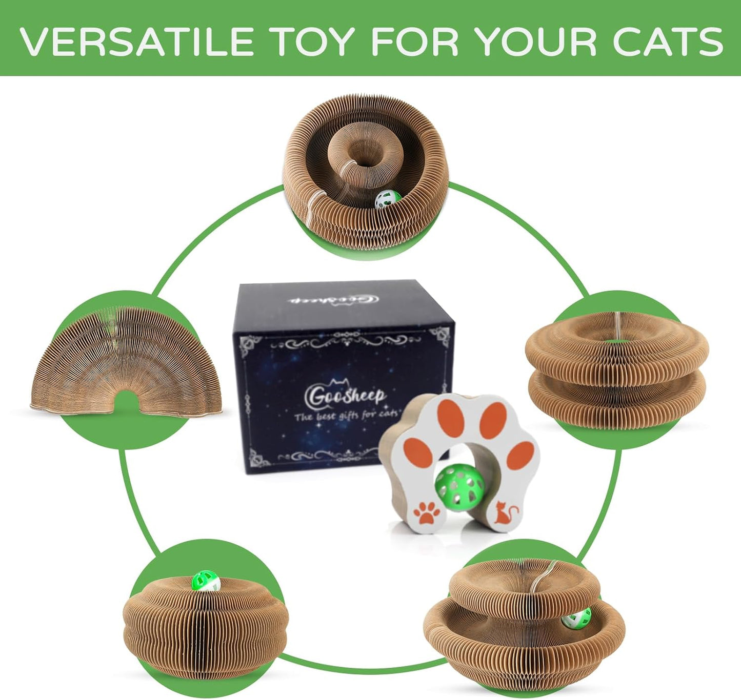 Accordion Magic Cat Scratcher - Fun Cardboard Scratching Pad for Indoor Cats!