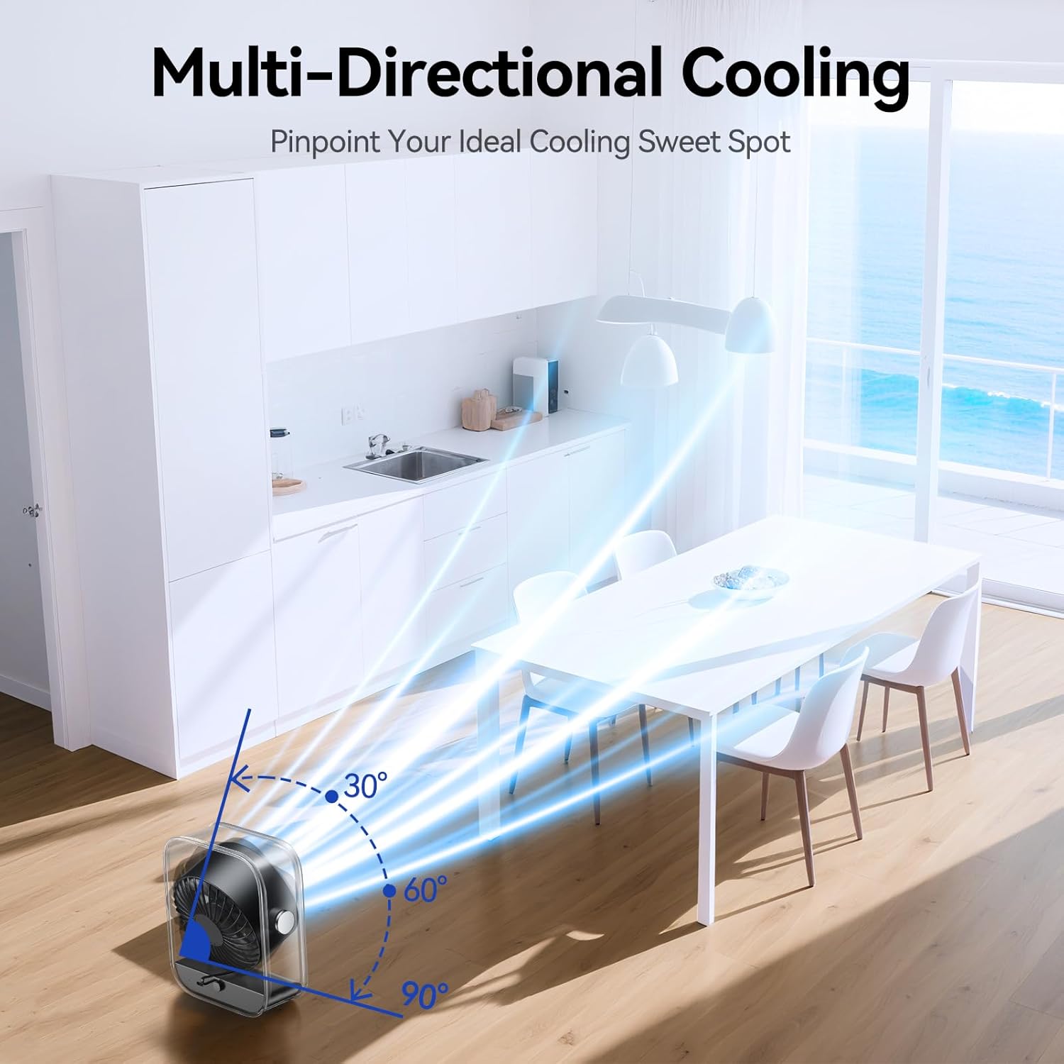 Rechargeable USB Desk Fan - Ultra Quiet, 100 Speed Turbo Airflow, Digital Display & 90° Rotation - Perfect for Home, Office & Travel - Compact & Portable in Black