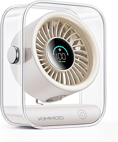 Rechargeable USB Desk Fan - Ultra Quiet, 100 Speed Turbo Airflow, Digital Display & 90° Rotation - Perfect for Home, Office & Travel - Compact & Portable in Black
