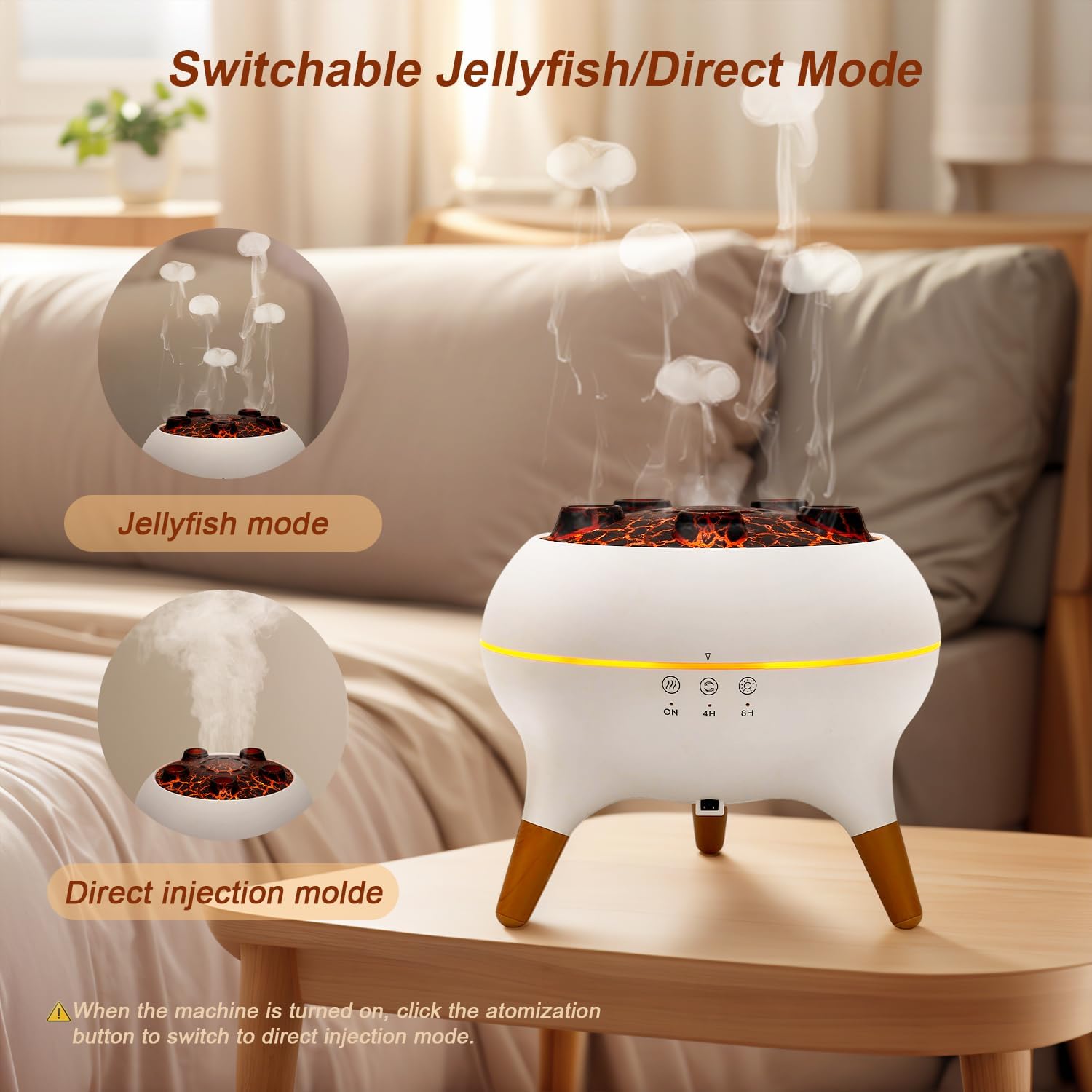 Jellyfish Ultrasonic Diffuser & Humidifier - 0.66Gal, Remote Control, 7 LED Colors, Easy Clean, Quiet Cool Mist for Home, Office, and Nursery