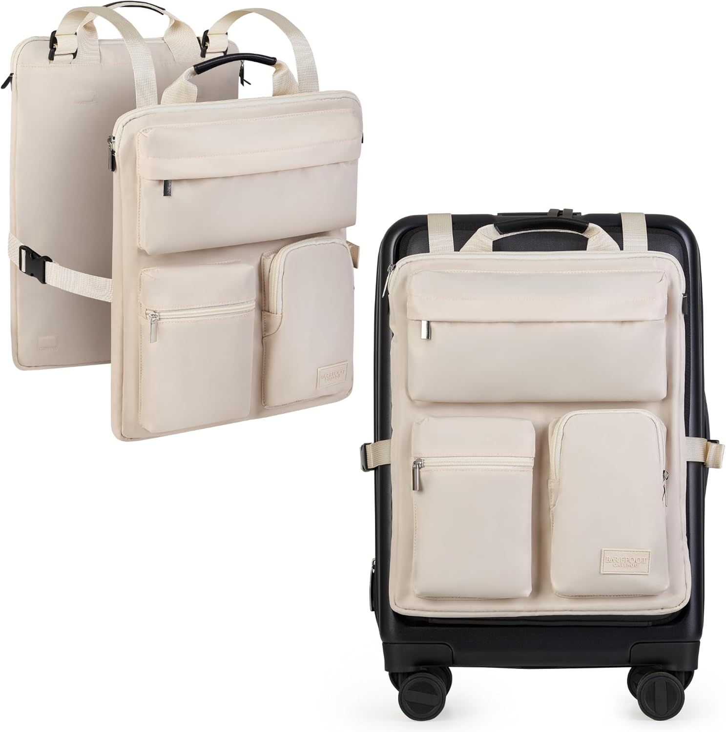 Travel Organizer for Carry-On & Suitcase - 16” Laptop Sleeve, Storage Pockets & Adjustable Straps (Black)