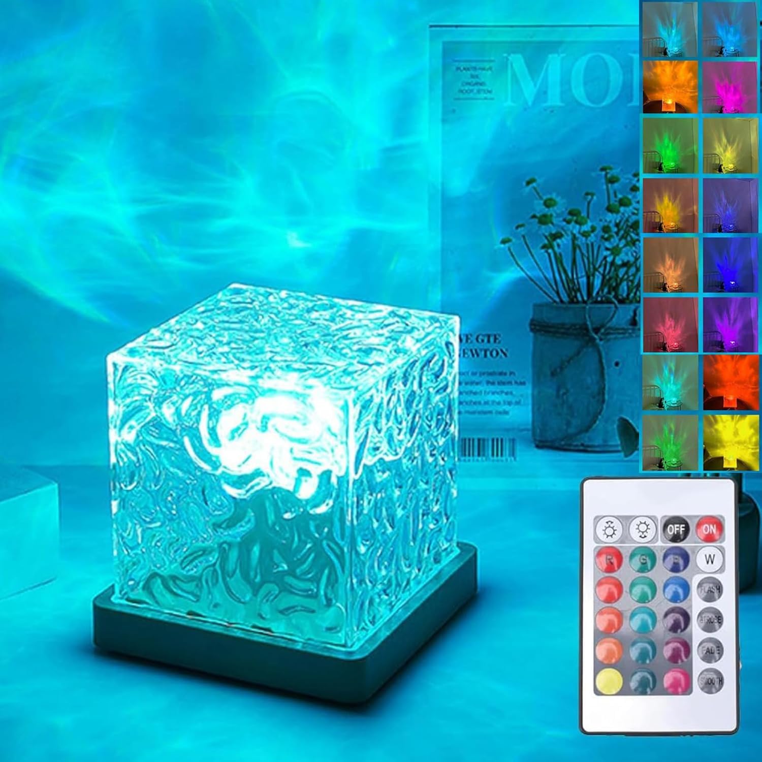 Enchanting Ocean Wave Projector Light - 16 Colors, Remote Control, 3D Water Ripple & Aurora Effects - Perfect Night Light Gift for Kids' Bedrooms!