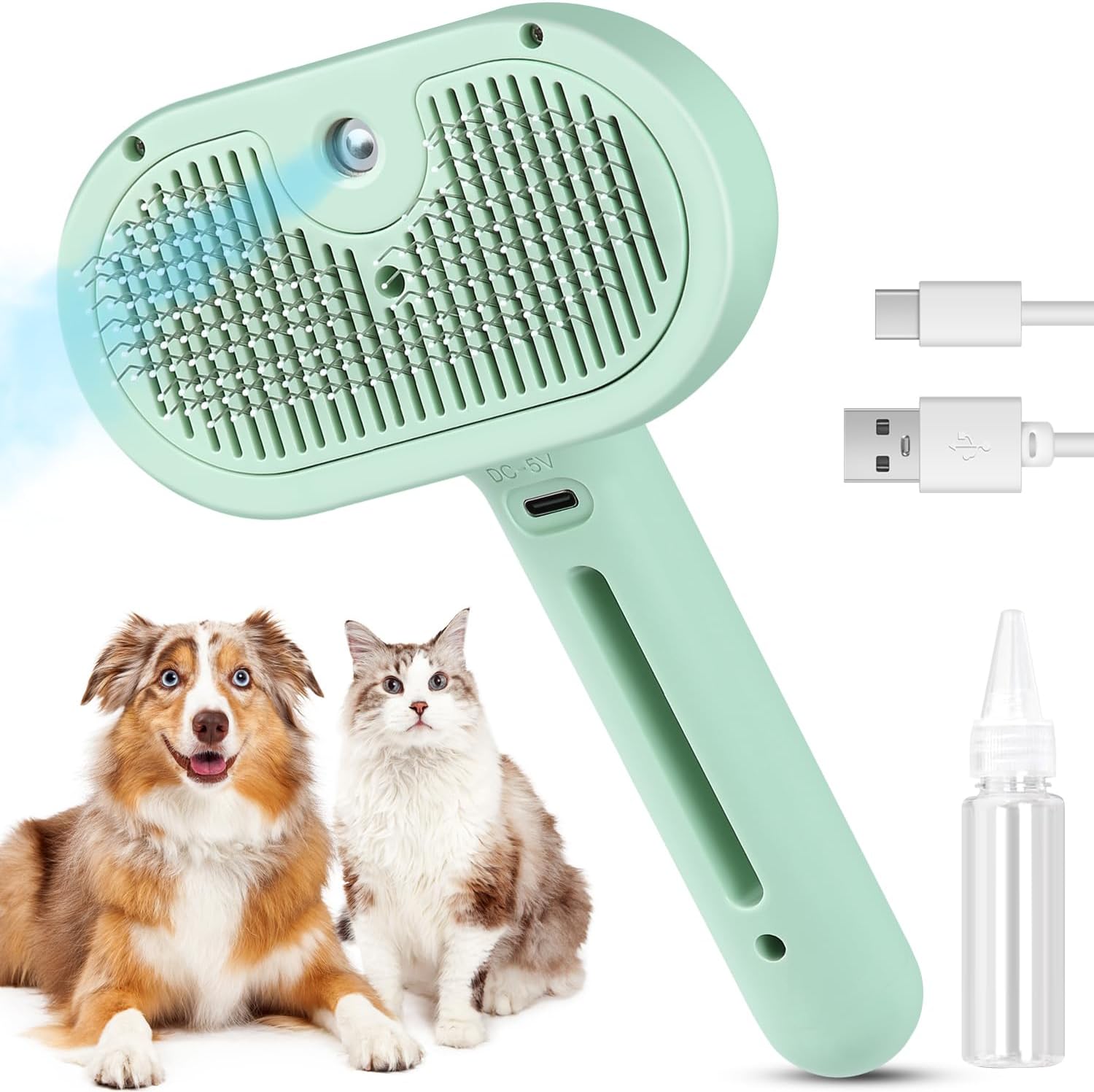 Revolutionary 3-in-1 Pet Steam Brush: Effortless Grooming & Shedding Solution for Cats and Dogs with Mist Spray for Luxurious Care - Ideal for All Coat Types (White)