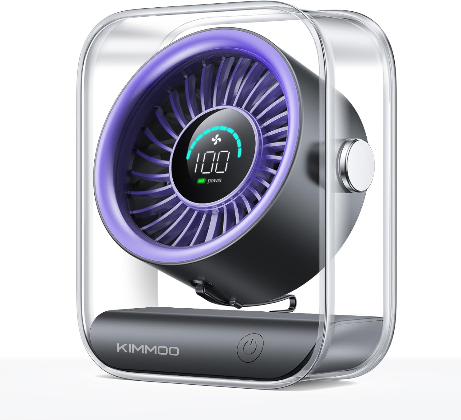 Rechargeable USB Desk Fan - Ultra Quiet, 100 Speed Turbo Airflow, Digital Display & 90° Rotation - Perfect for Home, Office & Travel - Compact & Portable in Black