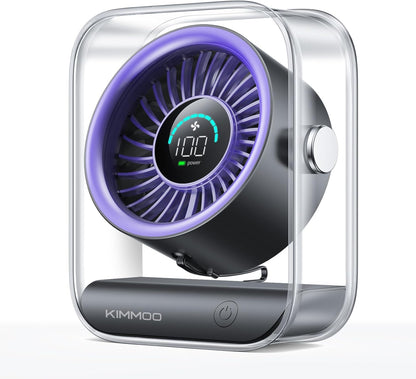 Rechargeable USB Desk Fan - Ultra Quiet, 100 Speed Turbo Airflow, Digital Display & 90° Rotation - Perfect for Home, Office & Travel - Compact & Portable in Black