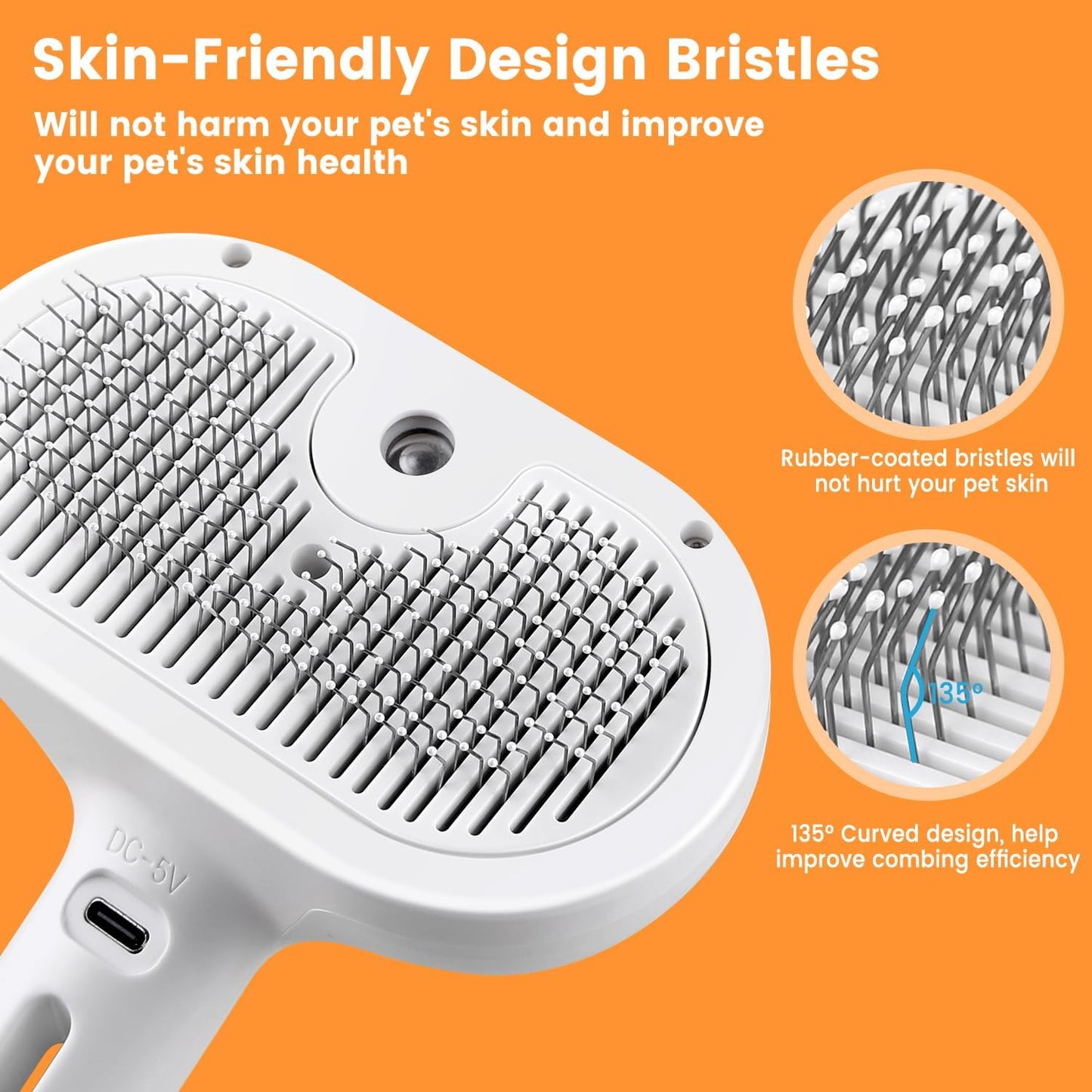 Revolutionary 3-in-1 Pet Steam Brush: Effortless Grooming & Shedding Solution for Cats and Dogs with Mist Spray for Luxurious Care - Ideal for All Coat Types (White)
