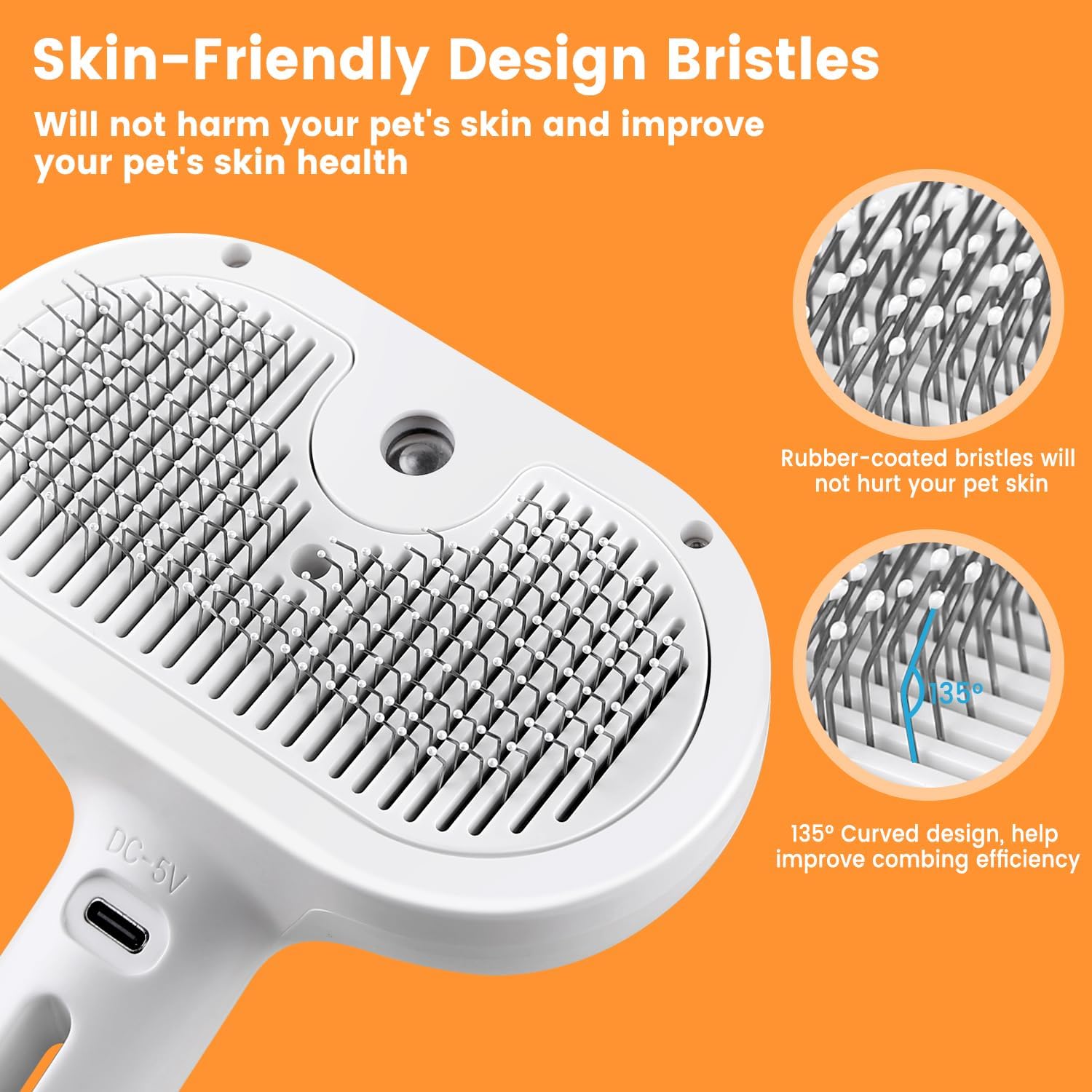 Revolutionary 3-in-1 Pet Steam Brush: Effortless Grooming & Shedding Solution for Cats and Dogs with Mist Spray for Luxurious Care - Ideal for All Coat Types (White)