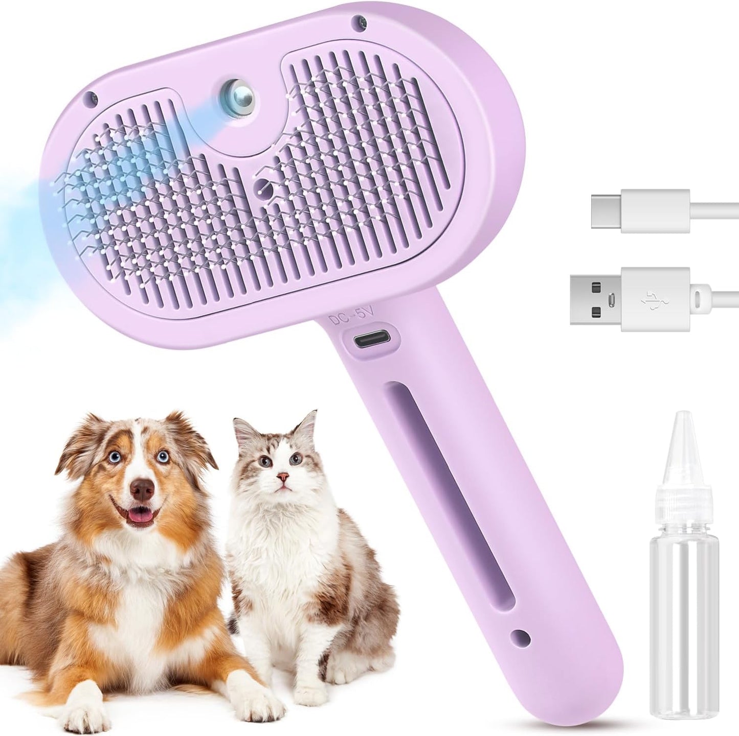 Revolutionary 3-in-1 Pet Steam Brush: Effortless Grooming & Shedding Solution for Cats and Dogs with Mist Spray for Luxurious Care - Ideal for All Coat Types (White)