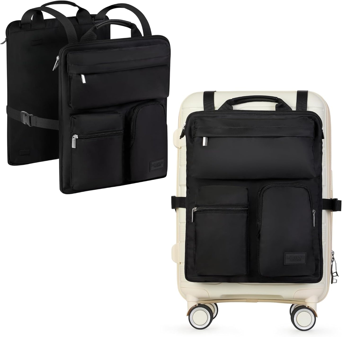 Travel Organizer for Carry-On & Suitcase - 16” Laptop Sleeve, Storage Pockets & Adjustable Straps (Black)