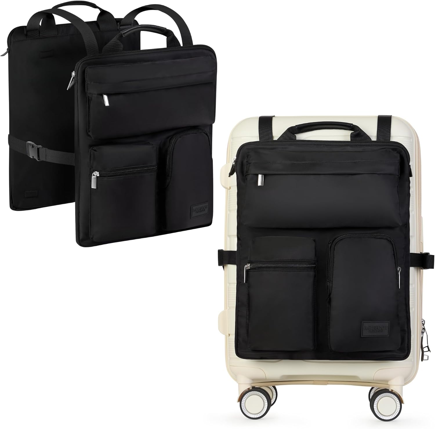 Travel Organizer for Carry-On & Suitcase - 16” Laptop Sleeve, Storage Pockets & Adjustable Straps (Black)