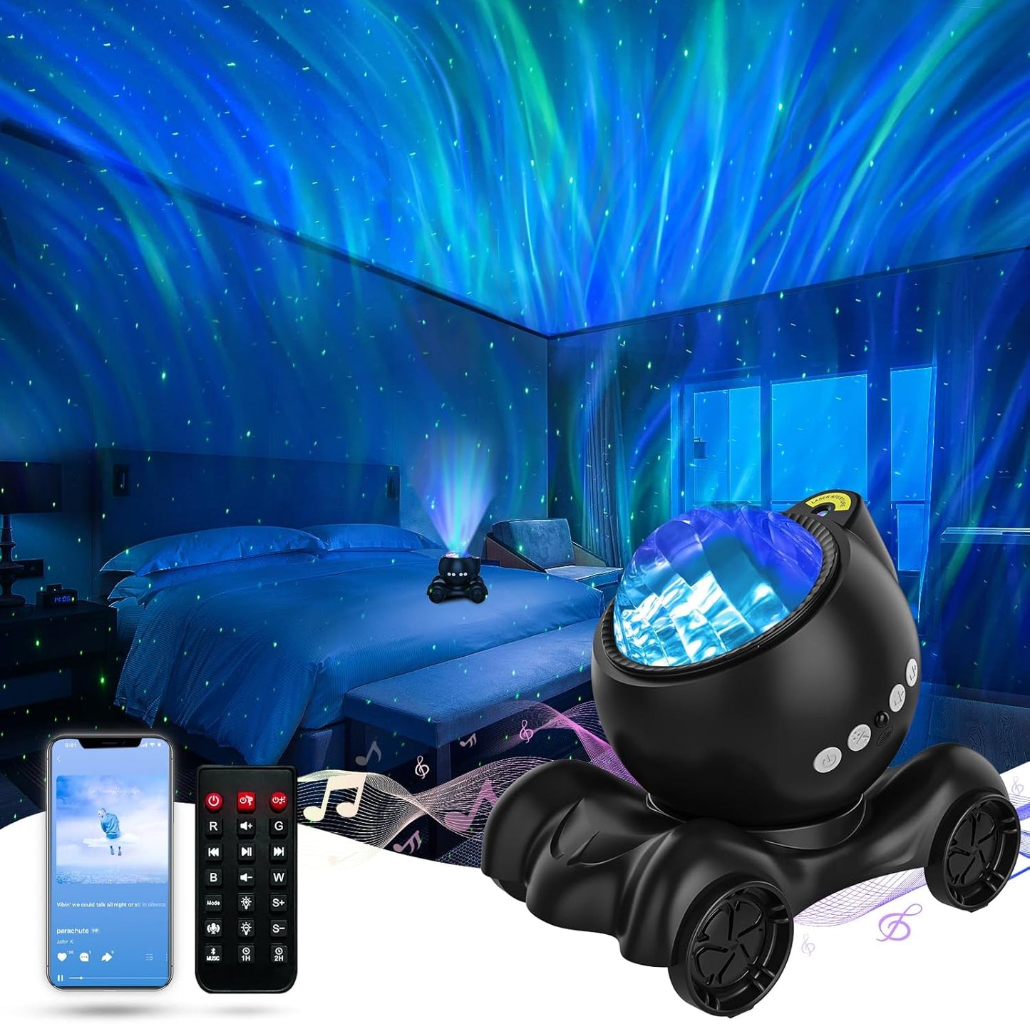Light Projector - Bluetooth Speaker & White Noise Machine for Relaxation, Sleep, and Parties