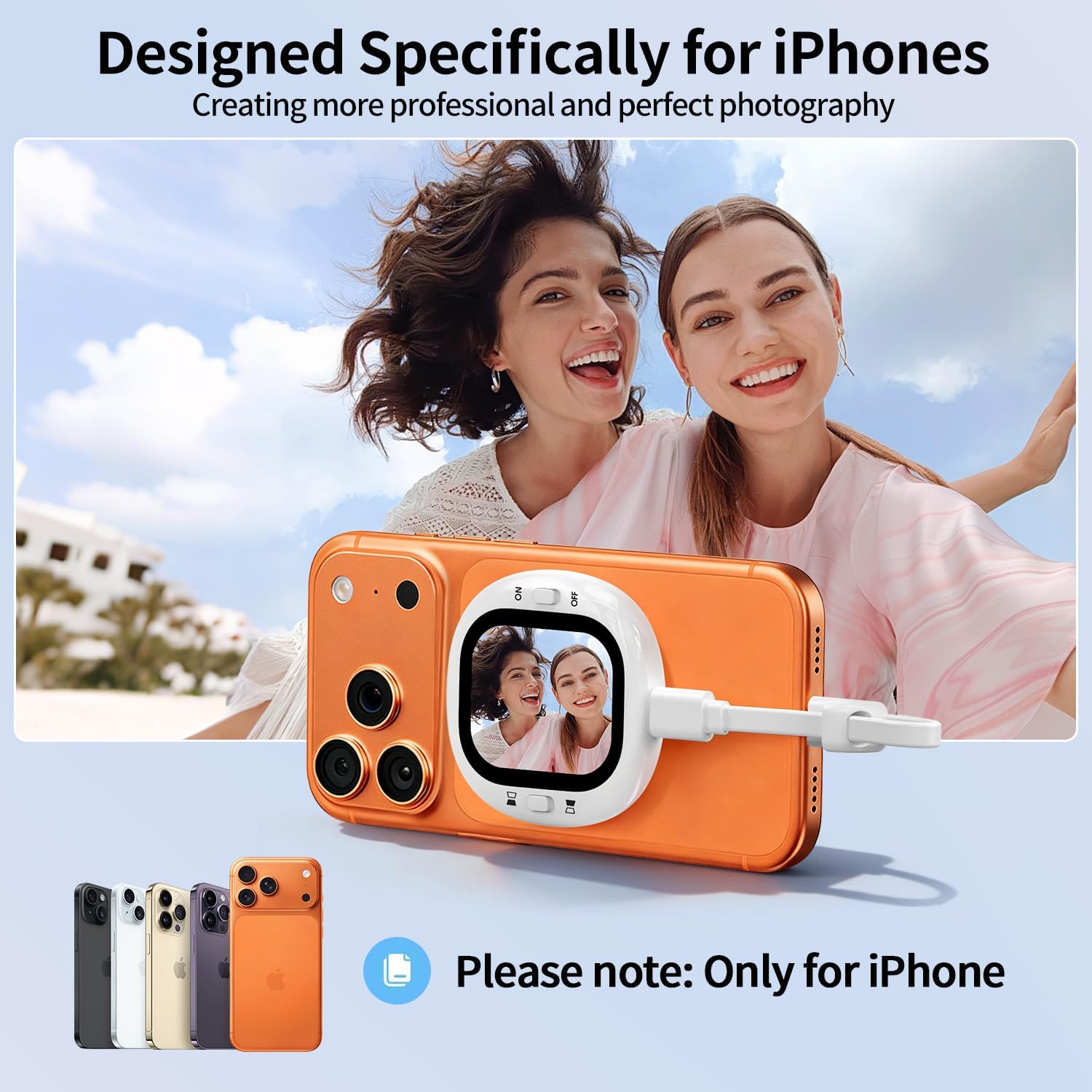 Mini Magnetic Vlog Selfie Monitor for iPhone - HD AMOLED Screen with Remote for TikTok & YouTube (iOS Only)