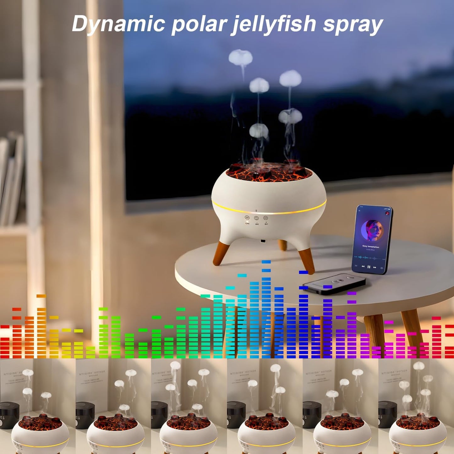 Jellyfish Ultrasonic Diffuser & Humidifier - 0.66Gal, Remote Control, 7 LED Colors, Easy Clean, Quiet Cool Mist for Home, Office, and Nursery