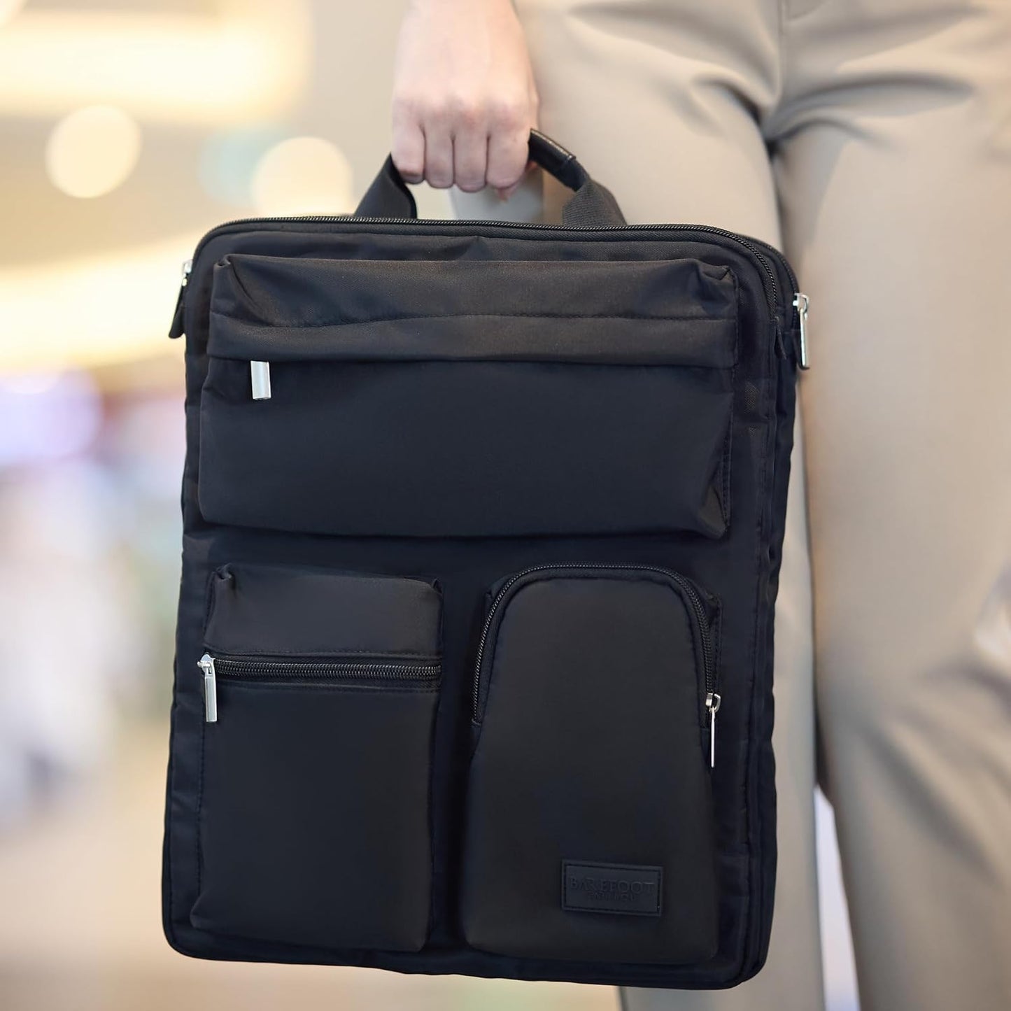Travel Organizer for Carry-On & Suitcase - 16” Laptop Sleeve, Storage Pockets & Adjustable Straps (Black)