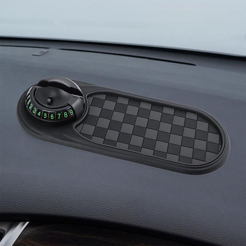 Multifunction Car Anti-Slip Mat, Car Dashboard Mobile Phone Holder, Auto Universal Rotatable anti Skid with Temporary Parking Number