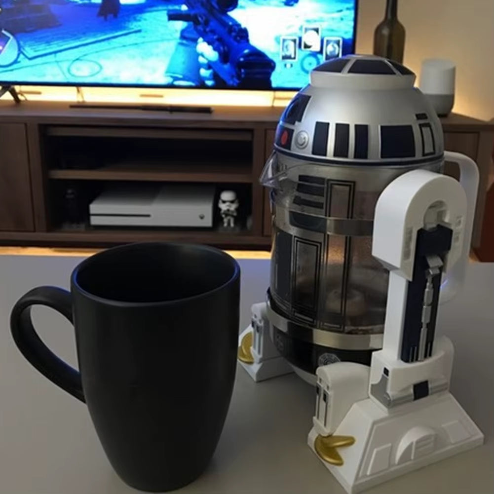 Mocha Hand-Cranked Coffee Machine Robot Star French Press Coffee Maker Machine,24Cm High