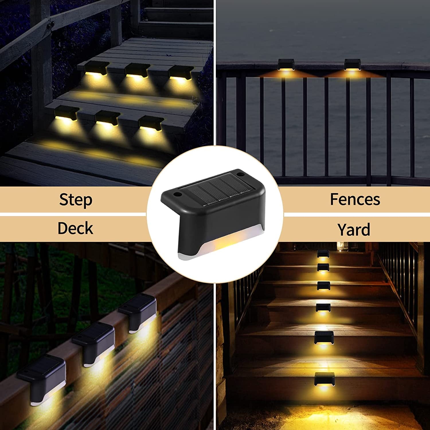 Illuminate Your Outdoors with  12-Pack Waterproof Solar Deck Lights - Perfect for Steps, Railings, Fences, and Holiday Decor (Warm White)