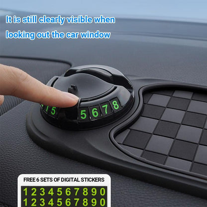 Multifunction Car Anti-Slip Mat, Car Dashboard Mobile Phone Holder, Auto Universal Rotatable anti Skid with Temporary Parking Number