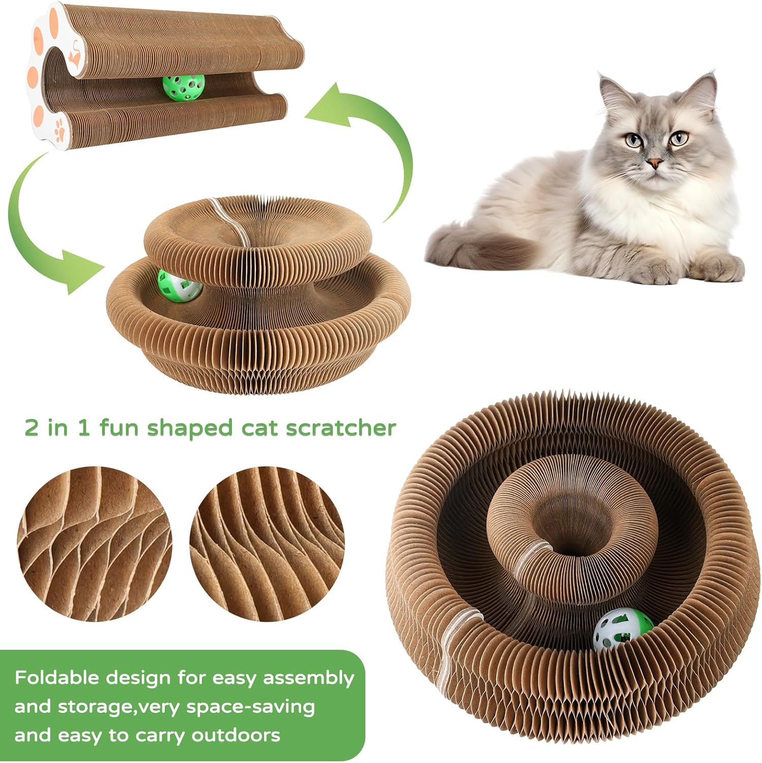 Accordion Magic Cat Scratcher - Fun Cardboard Scratching Pad for Indoor Cats!