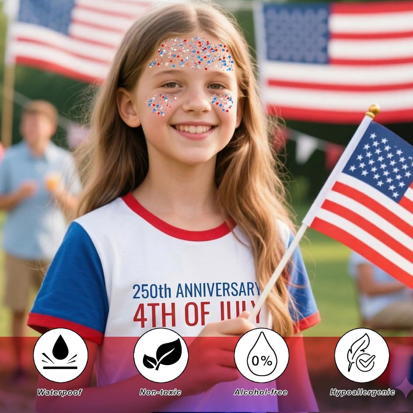 Glitter Stick - Perfect for 4th of July Celebrations, and Football Games! Waterproof & Safe For Hair, Face & Body