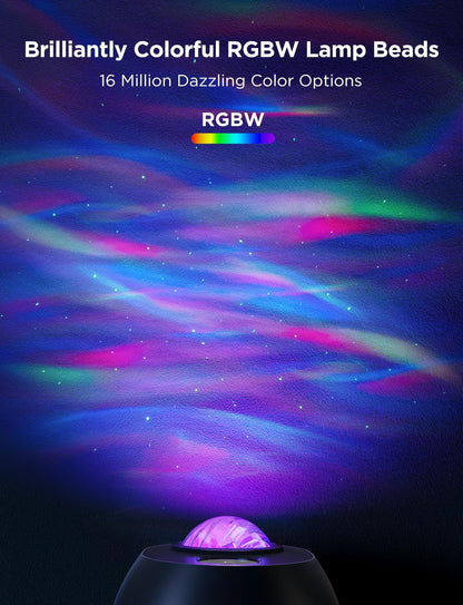 Star Light Projector - 3 Aurora Effects, Smart Home Compatible, 52 Scene Modes & 18 White Noise Options for Ultimate Relaxation