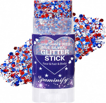 Glitter Stick - Perfect for 4th of July Celebrations, and Football Games! Waterproof & Safe For Hair, Face & Body