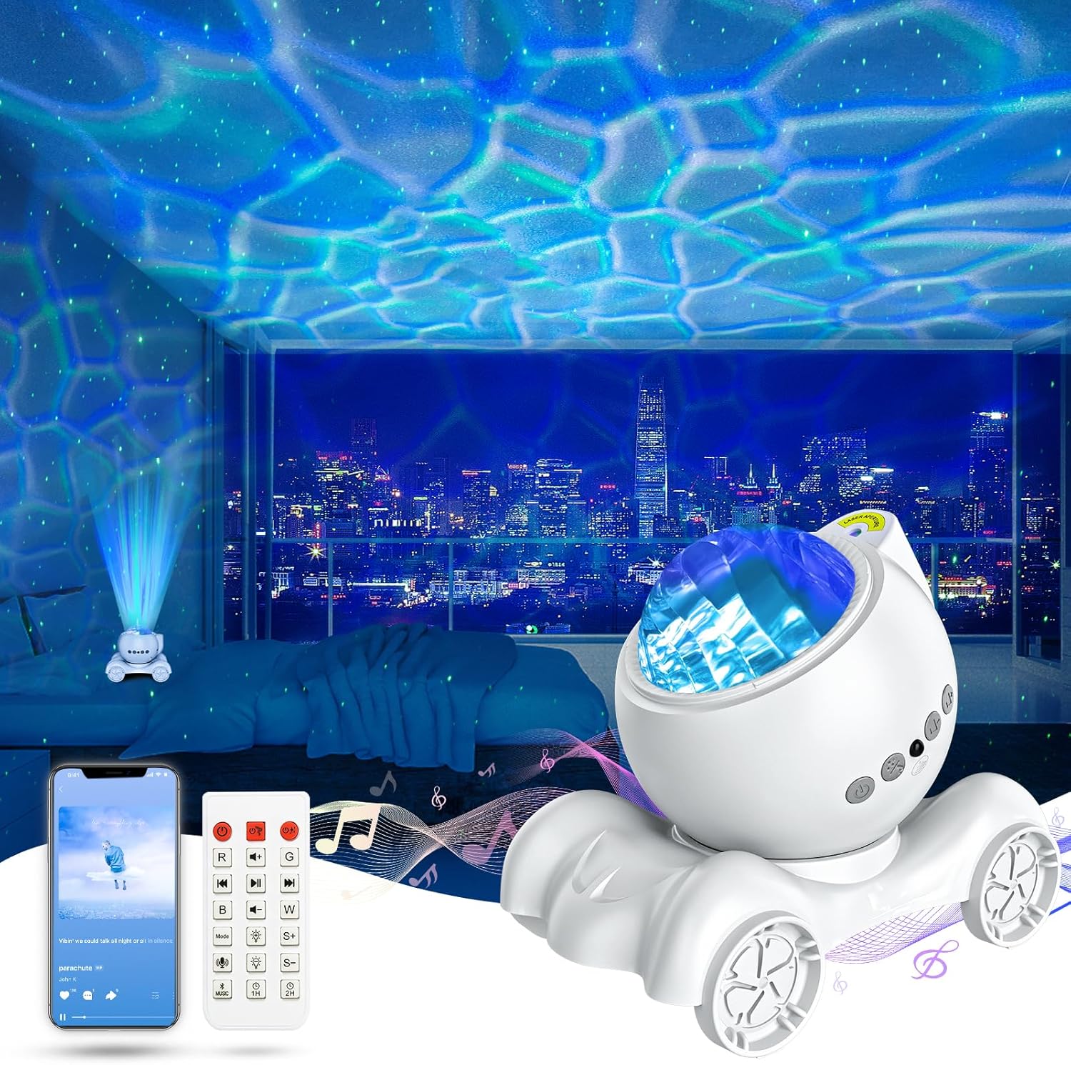 Light Projector - Bluetooth Speaker & White Noise Machine for Relaxation, Sleep, and Parties