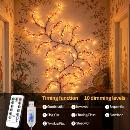 4FT Pink Cherry Blossom Vine Lights - 48 LED Enchanted Willow Branches with Remote Timer, 8 Light Modes, Perfect for Bedroom, Weddings & Christmas Decor, USB Battery Operated