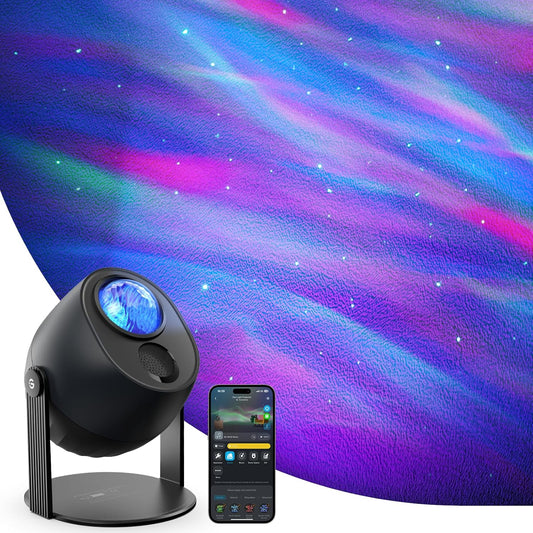 Star Light Projector - 3 Aurora Effects, Smart Home Compatible, 52 Scene Modes & 18 White Noise Options for Ultimate Relaxation
