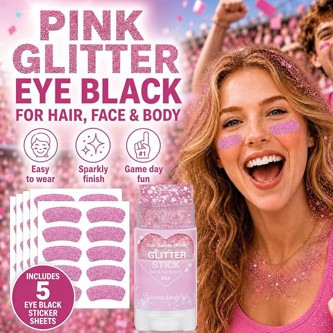 Glitter Stick - Perfect for 4th of July Celebrations, and Football Games! Waterproof & Safe For Hair, Face & Body