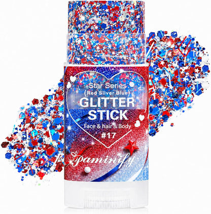 Glitter Stick - Perfect for 4th of July Celebrations, and Football Games! Waterproof & Safe For Hair, Face & Body