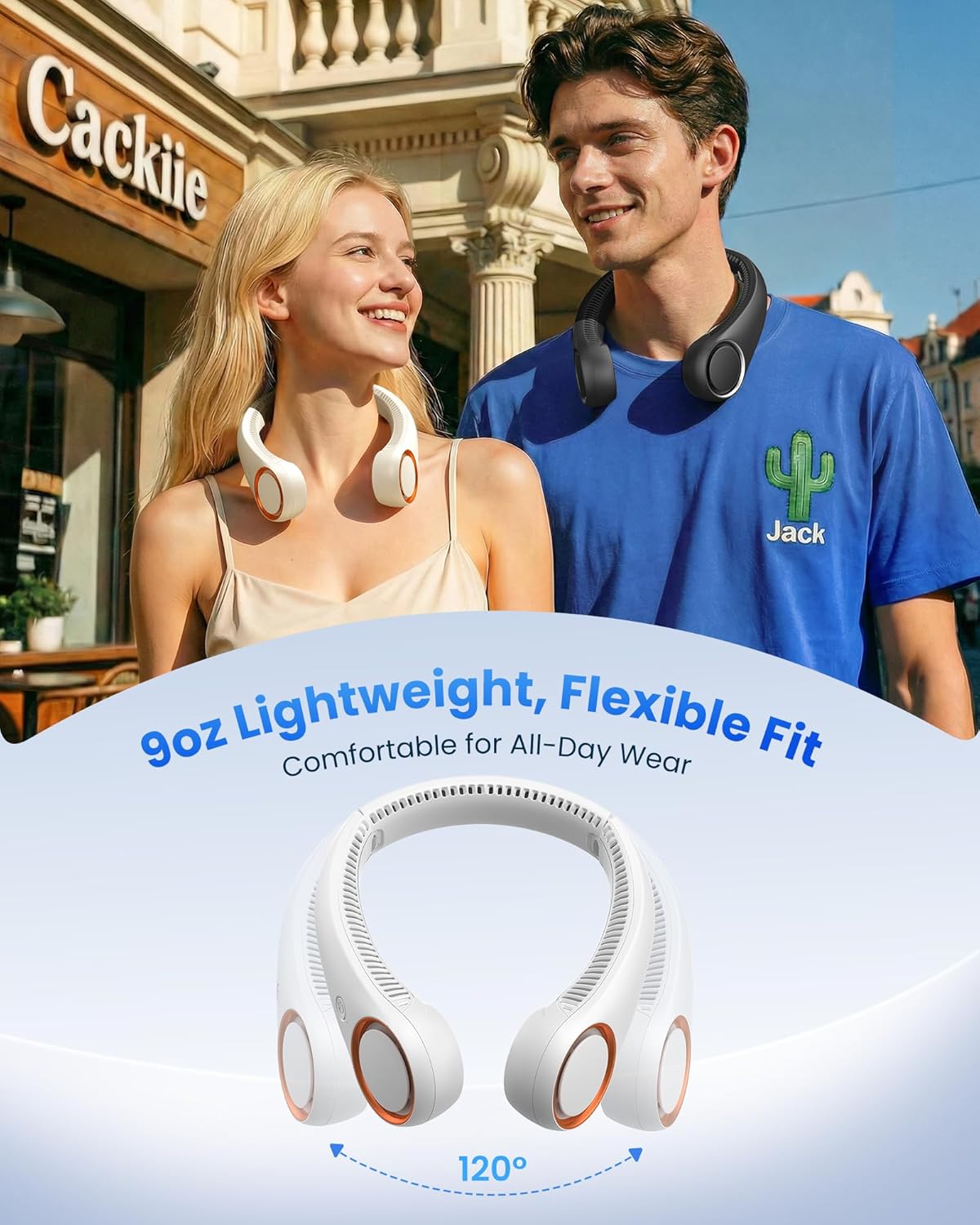 360° Hands-Free Portable Neck Fan - Rechargeable, 23.5Hrs Runtime, Ultra-Quiet Personal Wearable Cooling Fan for Summer Travel - Perfect Birthday Gift for Him & Her - White