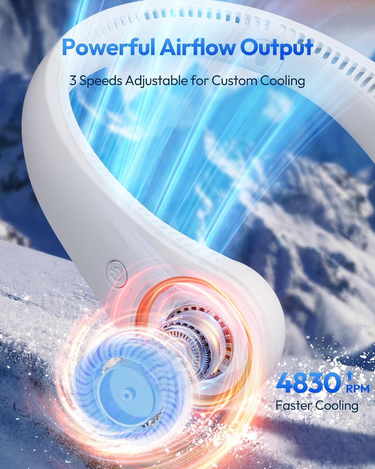 360° Hands-Free Portable Neck Fan - Rechargeable, 23.5Hrs Runtime, Ultra-Quiet Personal Wearable Cooling Fan for Summer Travel - Perfect Birthday Gift for Him & Her - White