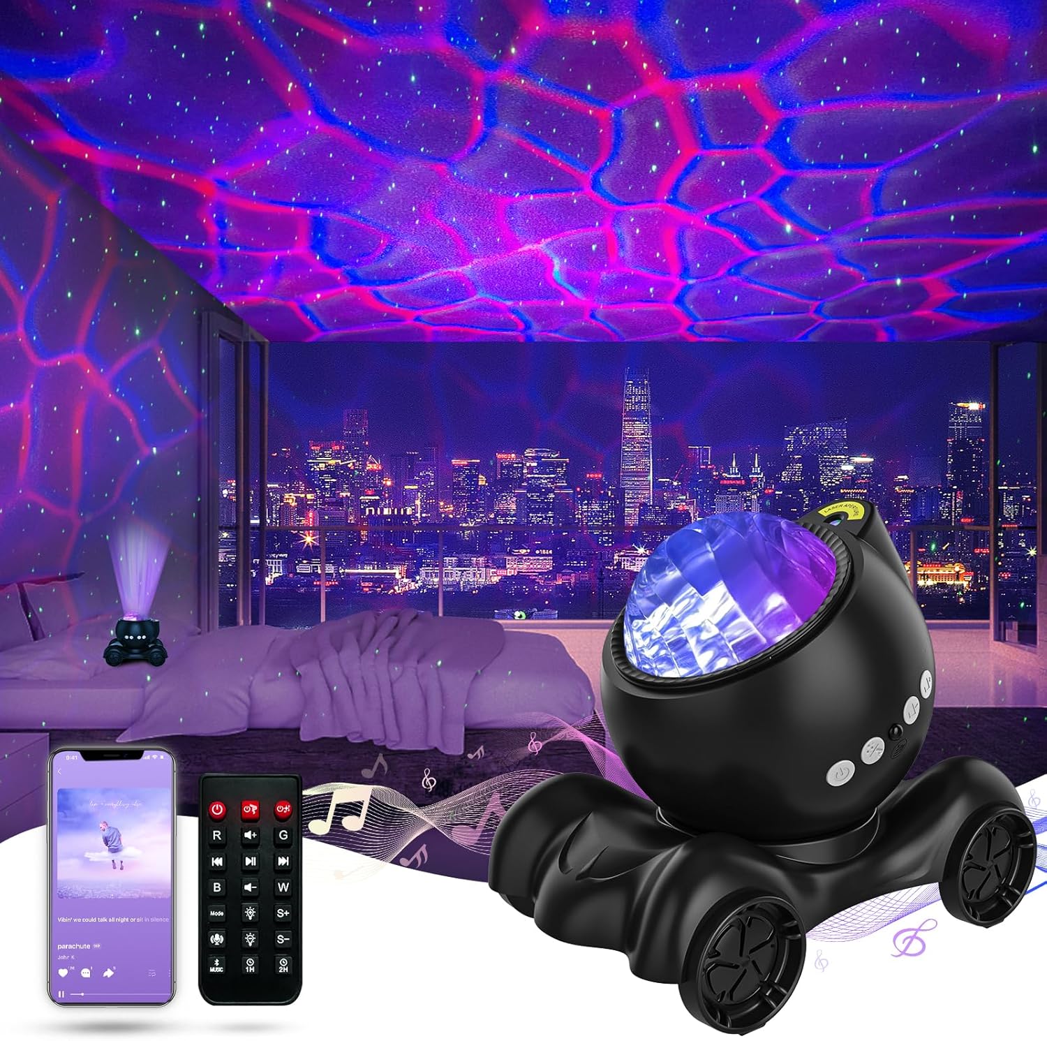 Light Projector - Bluetooth Speaker & White Noise Machine for Relaxation, Sleep, and Parties