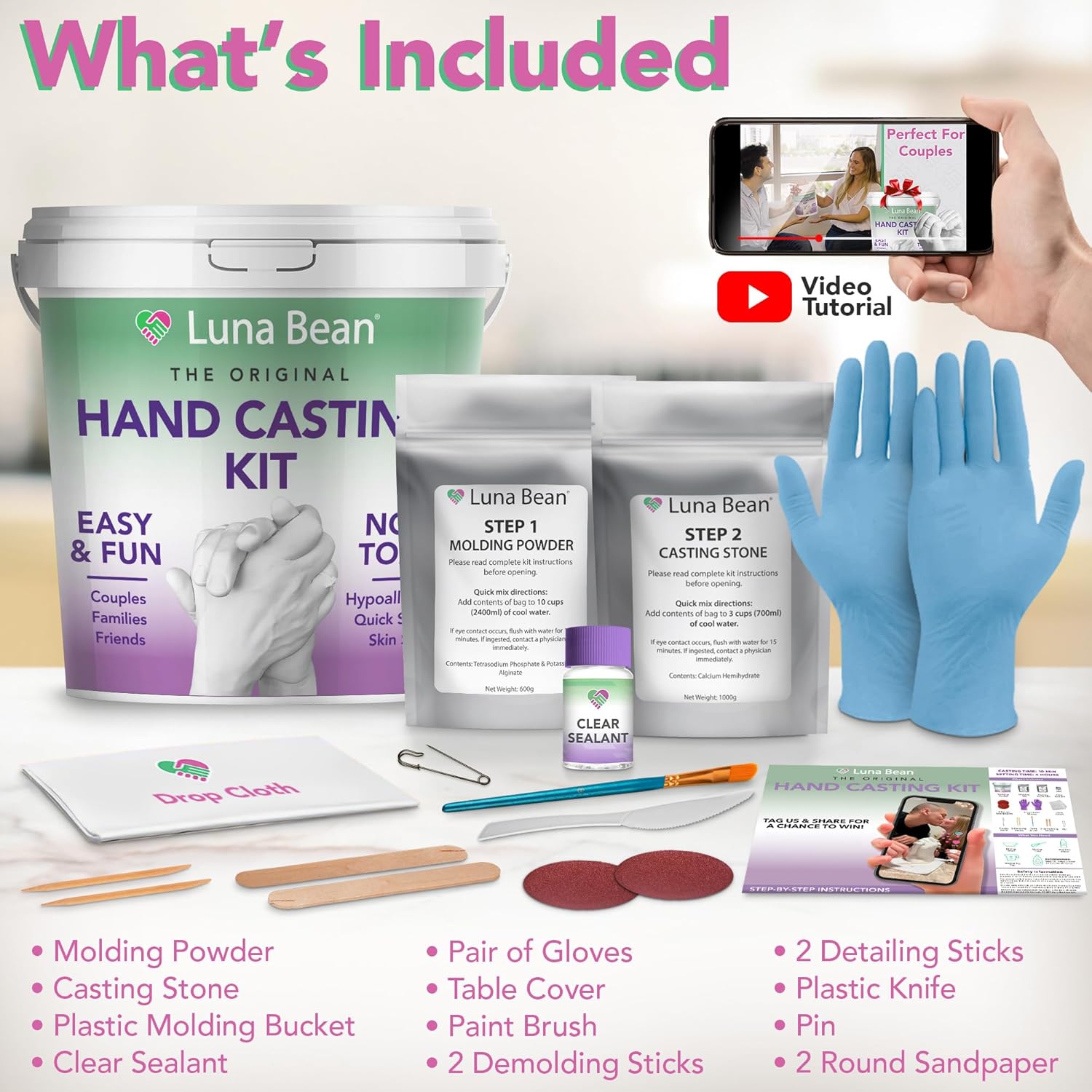 Hand Casting Kit – the Original Hand Mold Kit for Couples – Birthday Gifts, Bridal Shower, Wedding, Engagement Gifts for Her Him Anniversary for Men Women Wife Husband Boyfriend Girlfriend
