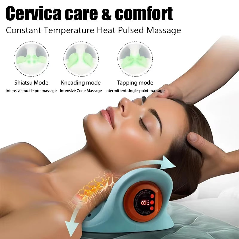 Electric Neck Cervical Traction Massager Vibration Kneading Massage Pillow Ergonomic Head Pillow