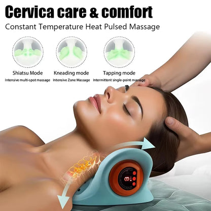 Electric Neck Cervical Traction Massager Vibration Kneading Massage Pillow Ergonomic Head Pillow